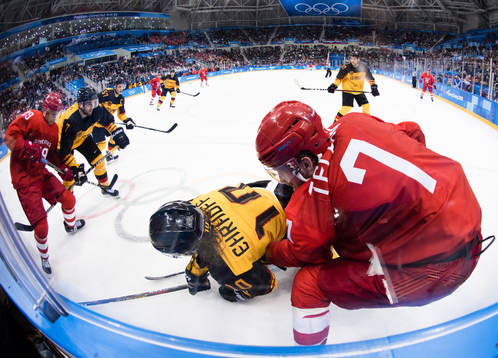 Christian Ehrhoff of Germany and Ivan Telegin Of Russia