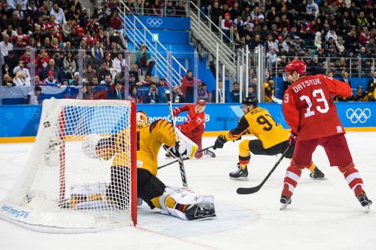 Kirill Kaprizov Of Russia (OAR) scores the 4-3 goal behind