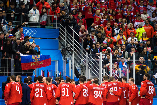 Team Russia (OAR) celebrating
