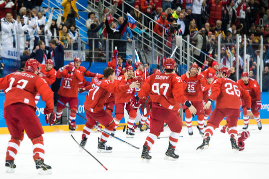 Team Russia (OAR) celebrating