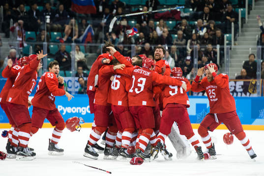 Team Russia (OAR) celebrating