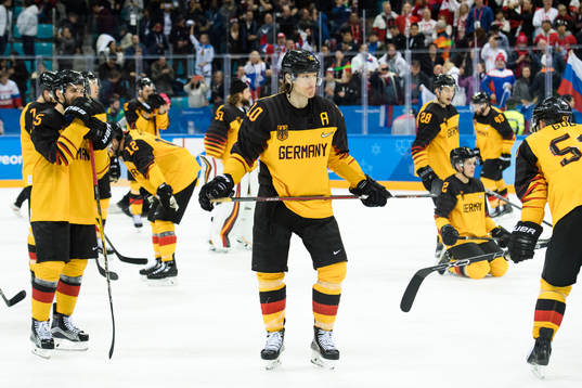 Christian Ehrhoff of Germany looks dejected