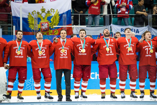 Team Russia (OAR) celebrating