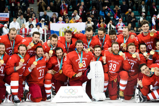 Team Russia (OAR) celebrating