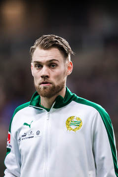 Hammarbys David Fällman innan fotbollsmatchen i Svenska