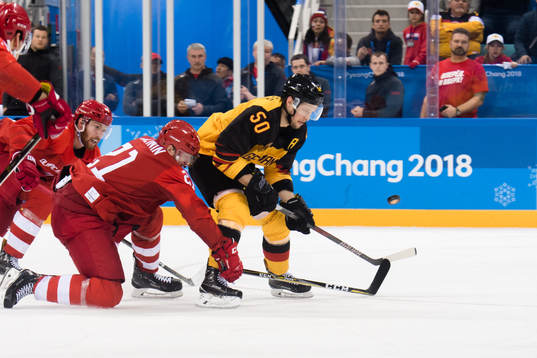 Patrick Hager of Germany  in the Ice Hockey Men’s Final