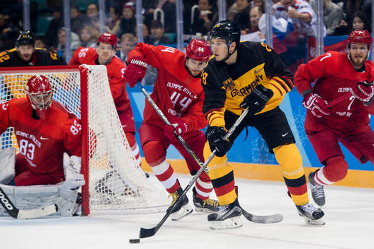 Frank Mauer of Germany in the Ice Hockey Men’s Final
