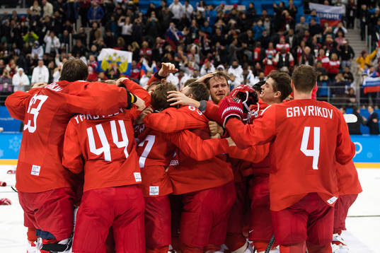 Team Russia (OAR) celebrating