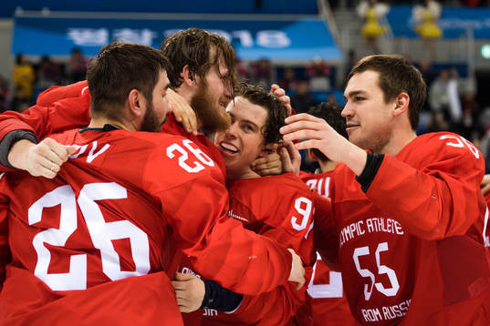 Team Russia (OAR) celebrating