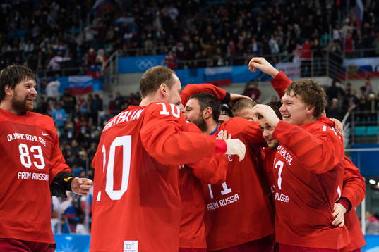 Team Russia (OAR) celebrating