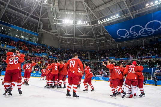 Team Russia (OAR) celebrating