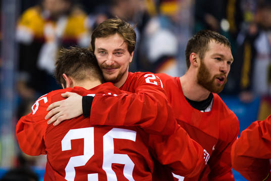 Sergei Kalinin Of Russia (OAR)  celebrating