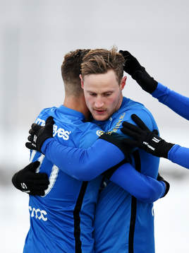 Trelleborgs Felix Hörberg jublar med lagkamrater