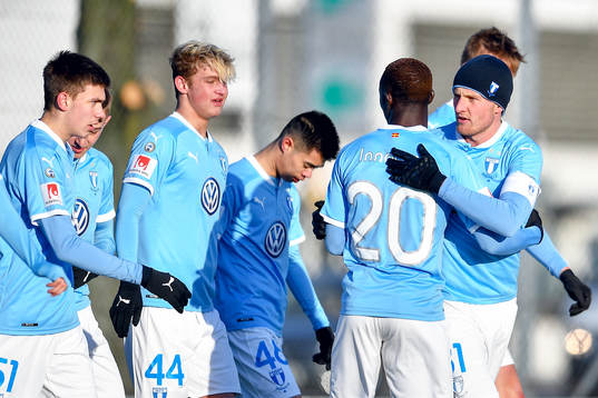 Malmö FFs Franz Brorsson jublar med lagkamrater