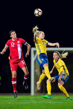 Kanadas Christine Sinclair och Sveriges Elin Rubensson
