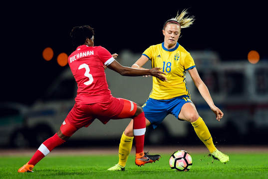 Kanadas Kadeisha Buchanan och Sveriges Fridolina Rolfö