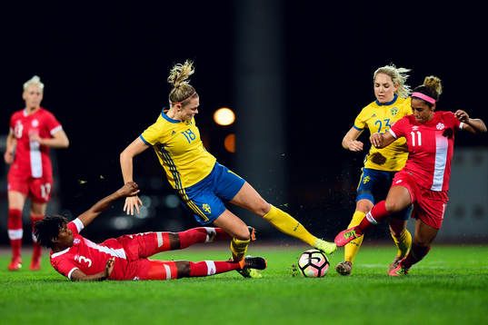 Kanadas Kadeisha Buchanan och Sveriges Fridolina Rolfö