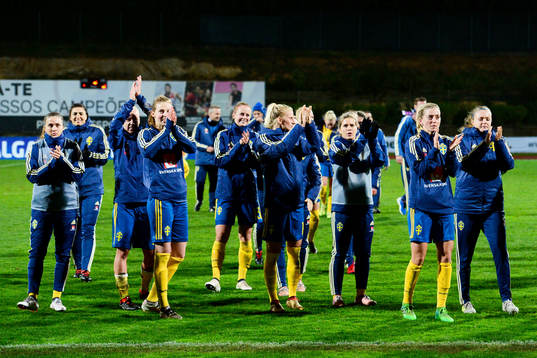 de svenska spelarna jublar