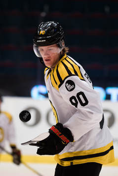Brynäs Jesper Boqvist före ishockeymatchen i SHL mellan