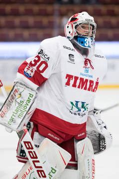 Timrås målvakt Henrik Haukeland  i ishockeymatchen i