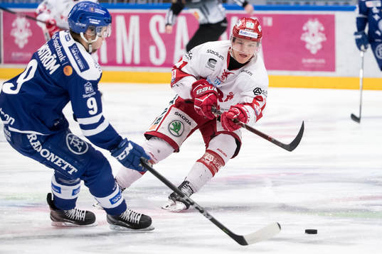 Leksands Emil Bemström och Timrås Johan Johnsson  i