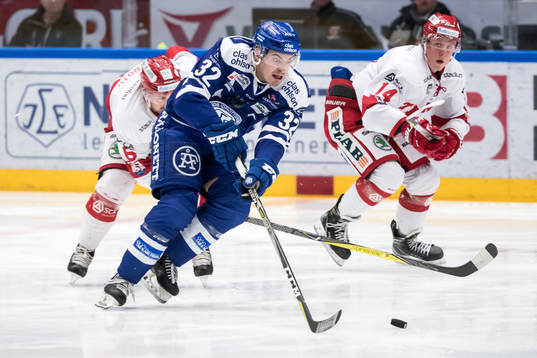 Leksands Patrick McNally och Timrås Fabian Zetterlund i