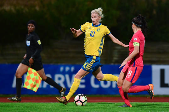 Sveriges Sofia Jakobsson och Sydkoreas Cho So Hyun