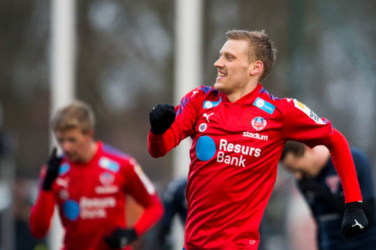 Helsingborgs Anda Runar Bjärnason jublar