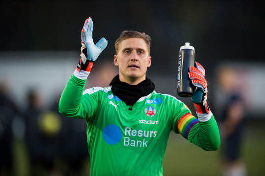 Helsingborgs målvakt Pär Hansson fotbollsmatchen i