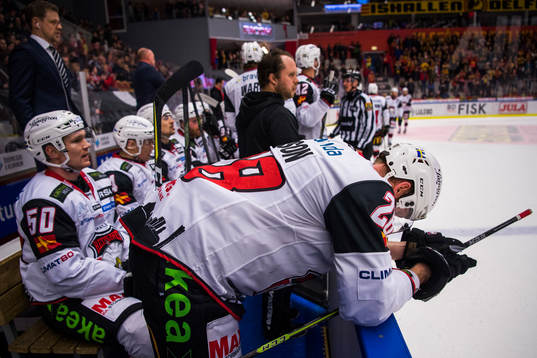 Malmö Redhawks Jens Olsson deppar i båset
