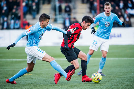 Malmö FFs Alexander Jeremejeff och Mattias Svanberg mot