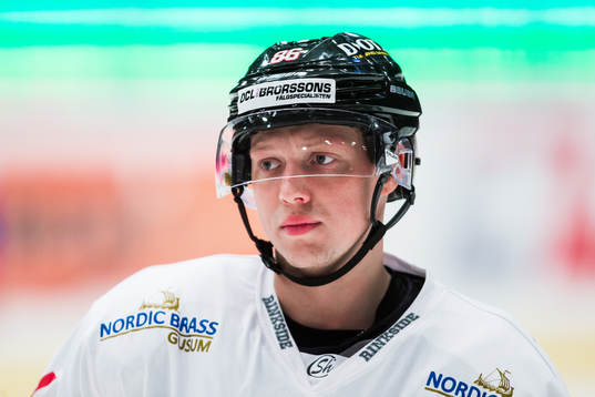 Vita Hästens Robin Karlsson innan ishockeymatchen i