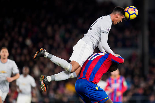 Chris Smalling of Manchester United and Christian Benteke