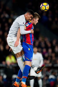Chris Smalling of Manchester United and Alexander Sørloth