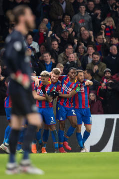 Alexander Sørloth of Crystal Palace celebrates 2-0 with