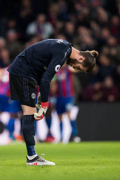 Goalkeeper David de Gea of Manchester United looks dejected