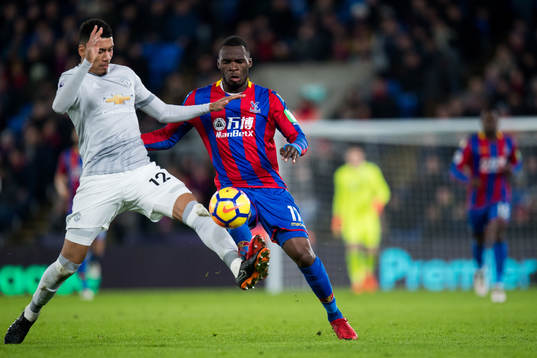 Chris Smalling of Manchester United and Christian Benteke