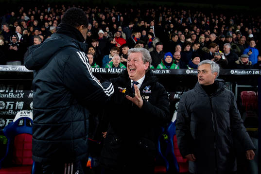 Roy Hodgson, coach of Crystal Palace, and José Mourinho,