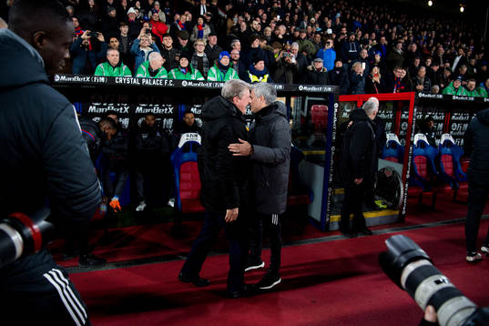 Roy Hodgson, coach of Crystal Palace, and José Mourinho,