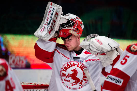 Trojas målvakt Robin Johansson deppar