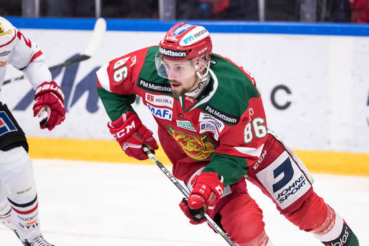 Moras Mathias Bromé  i ishockeymatchen i SHL mellan Mora