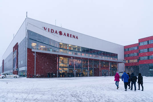 Generell exteriör vy på Vida arena före ishockeymatchen