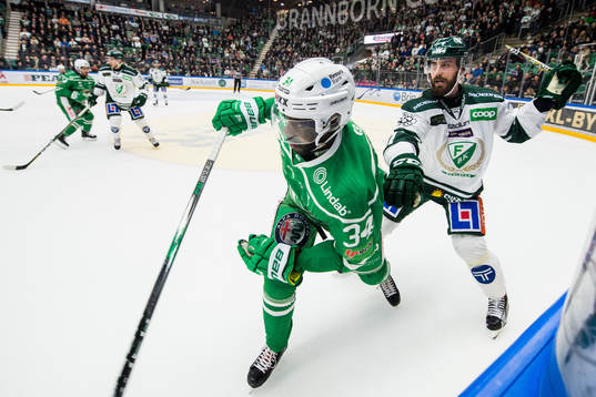 Rögles Edwin Hedberg och Färjestads Alexander Leandersson