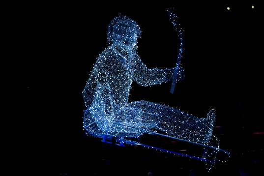 An illuminated illustration of a hockey player