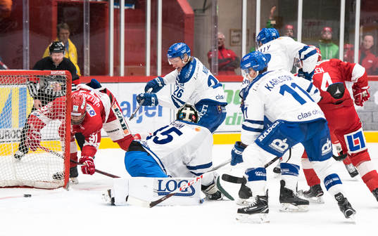 Timrås Filip Hållander gör 1-1 målet