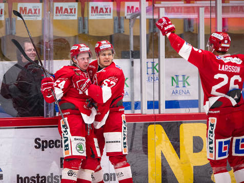 Timrås Jonathan Dahlen och Anton Wedin jublar