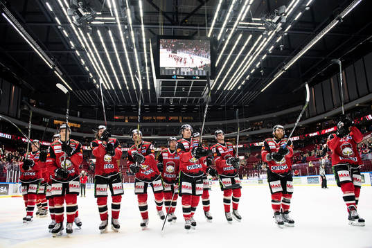 Malmö Redhawks spelare jublar