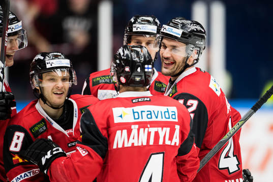 Malmö Redhawks Johan Olofsson och Niklas Arell jublar