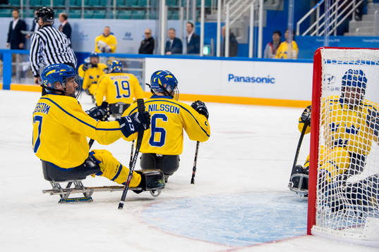Daniel Cederstam and his teammates of Sweden look dejected