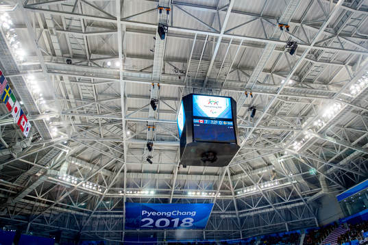 General view of Gangneung Hockey Centre as Canada lead 7-0